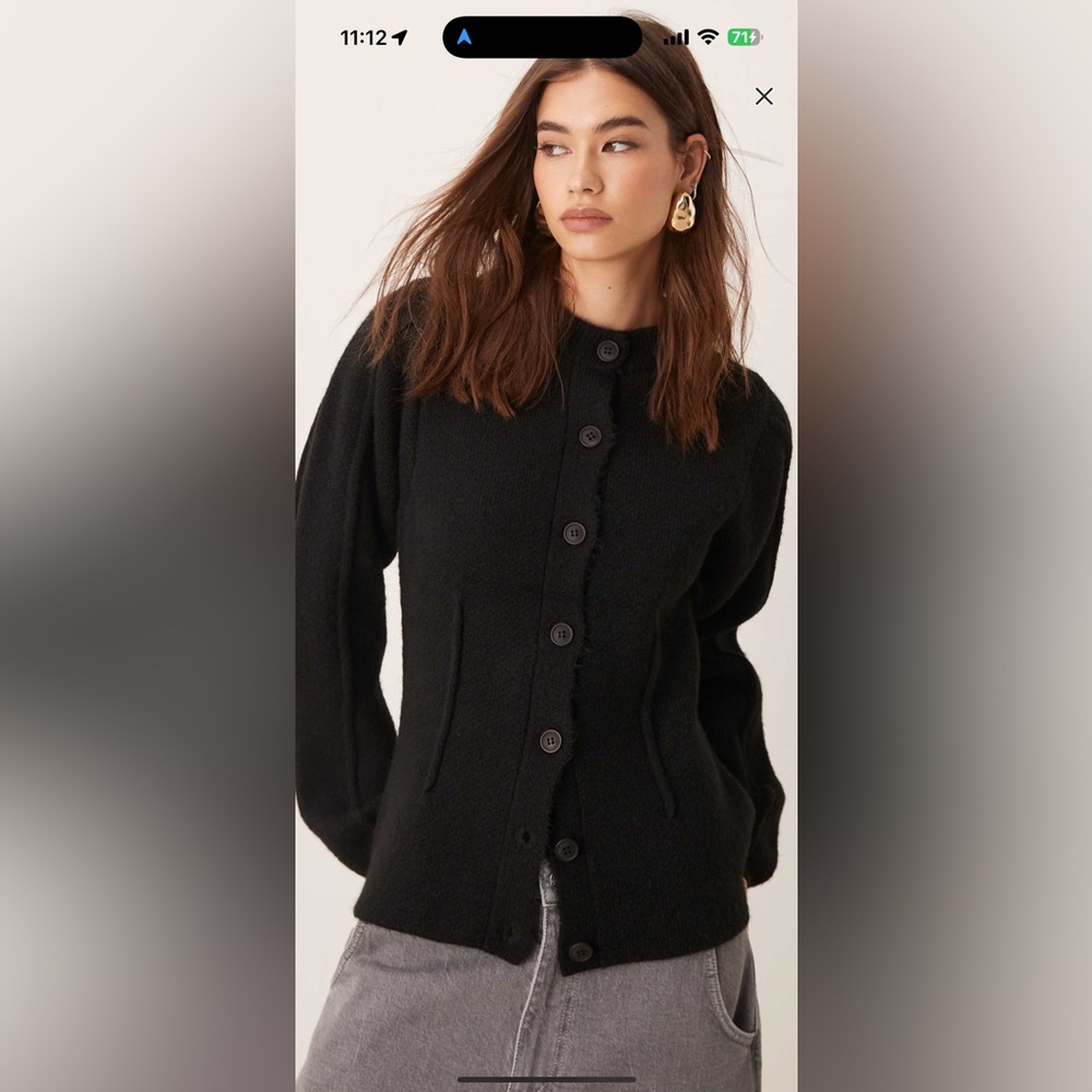 ASOS Black Button-Up Cardigan size Large
